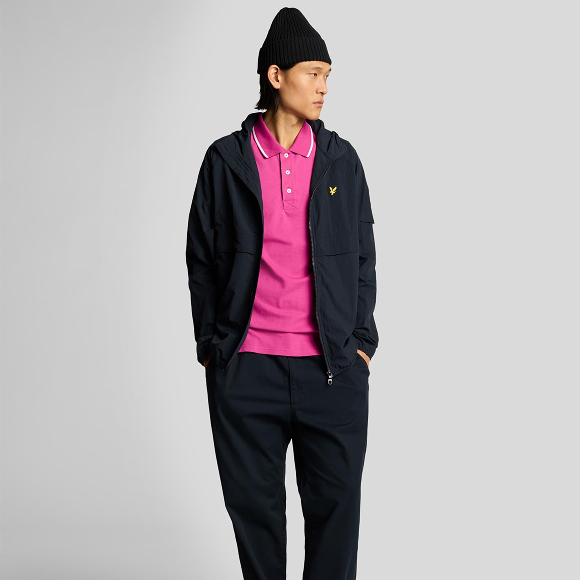 Lyle & Scott Tipped Mens Polo Shirt Fuschia/White